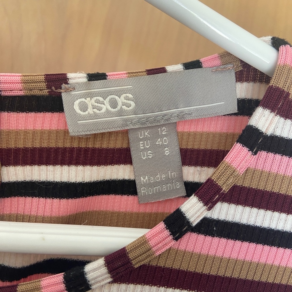 ASOS Ribbed Knit Striped Dress US 8 - Picture 2 of 8